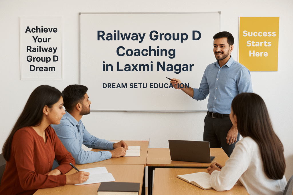 Students preparing for Railway Group D exam at DREAM SETU EDUCATION Laxmi Nagar
